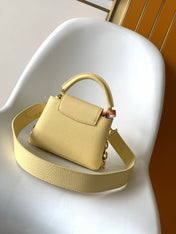LV 25S CAPUCINES BAG 21 IN YELLOW CALFSKIN GOLD HARDWARE