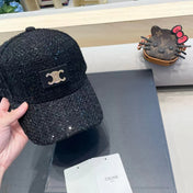 BASEBALL CAP MODEL 650508 IN BLACK TEXTURED SPARKLE FABRIC