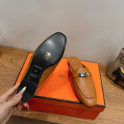 HM 26S KELLY MULE IN BROWN CALFSKIN SILVER HARDWARE