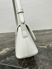 CELINE 25S TRIOMPHE BAG 24 IN WHITE SHINY CALFSKIN