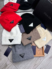 BEANIE HAT IN BISQUE BEIGE WOOL AND RABBIT FUR 436397