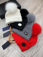 BEANIE HAT IN SHARK GRAY WOOL AND RABBIT FUR 346719