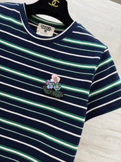 CC Beaded Flowers Shirt Dark Blue Cotton