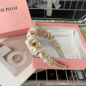 HEADBAND IN BEIGE COTTON GOLD HARDWARE 425519