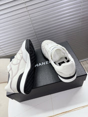 CHANEL 25S TRAINERS WHITE AND LIGHT GRAY IN CALFSKIN