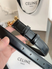 TRIOMPHE BELT 24MM IN GLOSSY BLACK CALFSKIN WITH GOLD BUCKLE