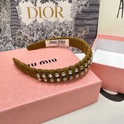 HAIRBAND IN LIZARD BROWN FELT FABRIC DIAMOND-EMBELLISHED 230831