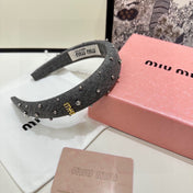 THICK HEADBAND IN GRAY FABRIC ATTACHED RHINESTONES 338951