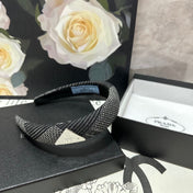 THICK HEADBAND IN BLACK MIX WHITE KNITTED FABRIC 432808