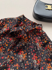 GUCCI 26S LONG-SLEEVE FLORAL BOW-TIE BLOUSE 485