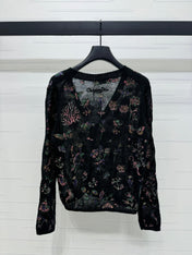 DIOR KNITTED V-NECK FLORAL EMBROIDERED CARDIGAN 276698