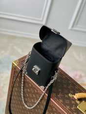 CAMERA BOX VIVE BAG 17 IN BLACK MONOGRAM CALFSKIN SILVER-TONE METALLIC