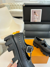 LV CHECKER MARY JANE IN BLACK CALFSKIN