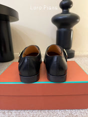 LP 26S MONK STRAP LOAFERS IN BLACK CALFSKIN SILVER HARDWARE