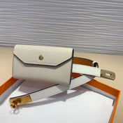 HM KELLY POCKET 18MM BELT WHITE LEATHER GOLD HARDWARE