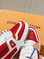 LV TRAINER SNEAKER IN SARI RED GRAINED CALFSKIN