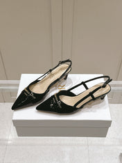 MY DD 25S SLINGBACK PUMP 50MM IN BLACK GLOSSY CALFSKIN