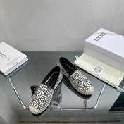 Loew Anagram Espadrille Black Leather and Canvas