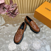 LV RECORD BOAT SHOE IN BRONZE BROWN GLOSSY CALFSKIN
