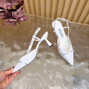 JIMMY CHOO 26S SLINGBACK HEELS 65 MM IN WHITE PATENT CALFSKIN