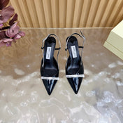 JIMMY CHOO 26S SLINGBACK HEELS 65 MM IN BLACK PATENT CALFSKIN
