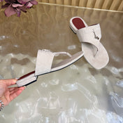 LP 26S THONG SANDALS IN CREAM WHITE SUEDE SILVER HARDWARE