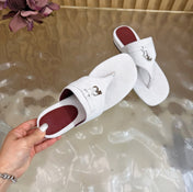 LP 26S THONG SANDALS IN WHITE SUEDE SILVER HARDWARE