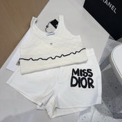SLEEVELESS TOP 640633 IN WHITE COTTON RAISED LOGO