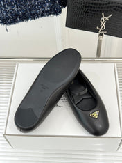 PRADA 25S SOFT PADDED BALLERINAS IN BLACK NAPPA LEATHER