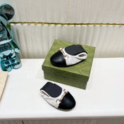 GG BALLET SUPER SLIM BUCKLE BLACK AND WHITE LAMBSKIN
