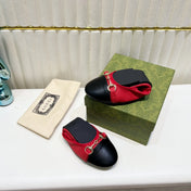 GG BALLET SUPER SLIM BUCKLE BLACK AND CRIMSON LAMBSKIN