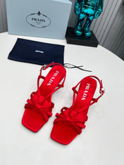PRADA 26S STRAPPY SANDALS STILETTO HEEL 60MM IN DARK RED SATIN