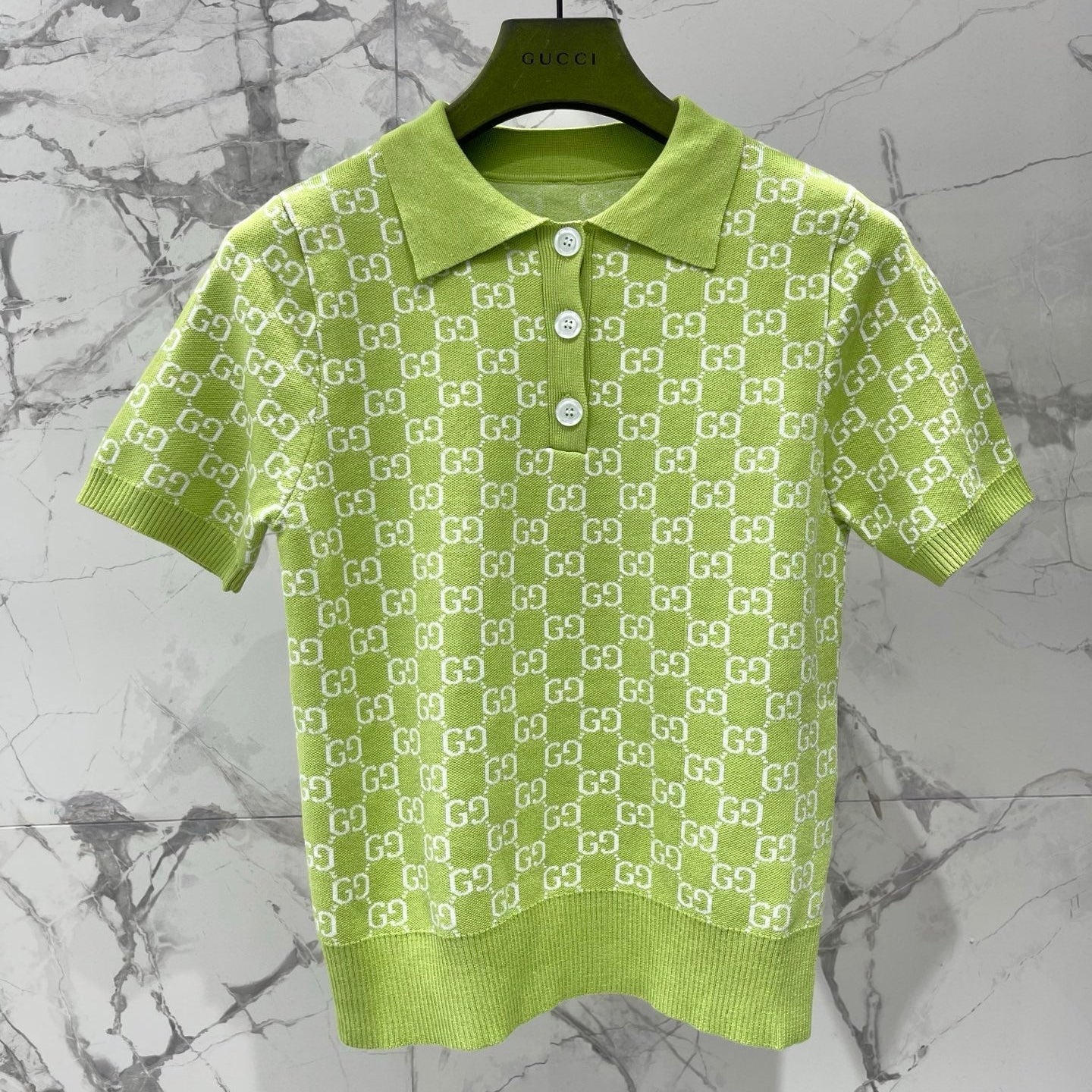 GUCCI 26S SHORT-SLEEVE KNIT POLO SHIRT 471