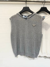 PRADA 26S HOODED SLEEVELESS KNIT TOP 1021