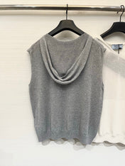 PRADA 26S HOODED SLEEVELESS KNIT TOP 1021