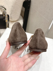 CELINE 26S FLAT SHOES IN TOFFEE BROWN SUEDE
