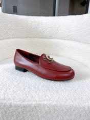 LOAFERS IN RED CALFSKIN HARDWARE WITH ROCK MIX CHAIN