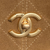 CHANEL 25S HOBO BAG 33 IN BROWN SUEDE AND BLACK CALFSKIN WITH GOLD HARDWARE