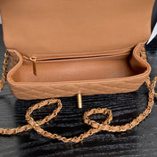 CHANEL 25S FLAP BAG 19 IN CARAMEL CALFSKIN GOLD HARDWARE