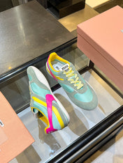 MIUMIU 26S SNEAKERS IN MULTICOLOR FABRIC AND SUEDE
