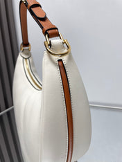 FENDIGRAPHY MEDIUM 29 IN WHITE AND ORANGE TRIM SMOOTH LAMBSKIN GOLD HARDWARE