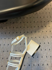 CLEMENCE MULTI TRIOMPHE 45 MM SANDAL IN WHITE LAMBSKIN
