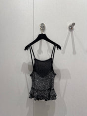 CC 25 Rhinestones Tank Top Black Polyamide