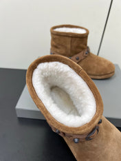 BALENCIAGA 25S ALASKA ANKLE BOOTS IN BROWN SUEDE AND LAMBSKIN