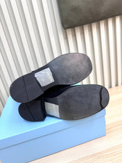 PRADA 25S LOW-CUT BOOTS IN BLACK SUEDE