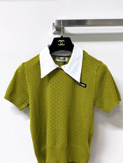 MIUMIU 26S SHORT-SLEEVED KNIT POLO SHIRT STYLE 1056