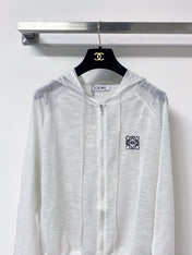 LOEWE 26S SHEER KNIT ZIP-UP HOODIE 596