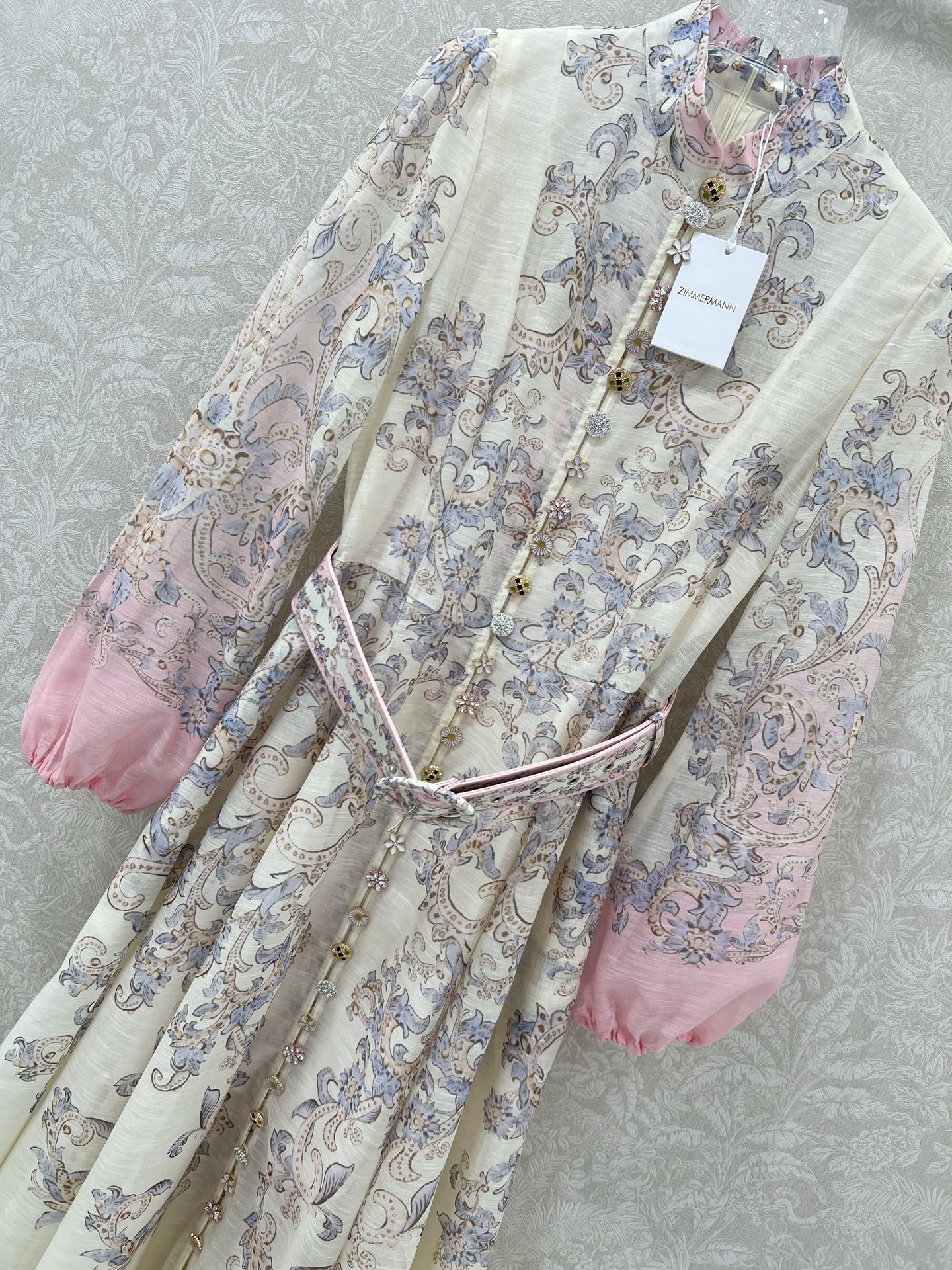 ZIMMERMANN LONG DRESS WITH A STAND COLLAR 275112