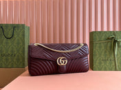 MARMONT SHOULDER BAG 40 IN WINE RED CALFSKIN GOLD CHAIN
