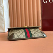 OPHIDIA BELT BAG 24 IN BEIGE AND DARK BROWN CANVAS